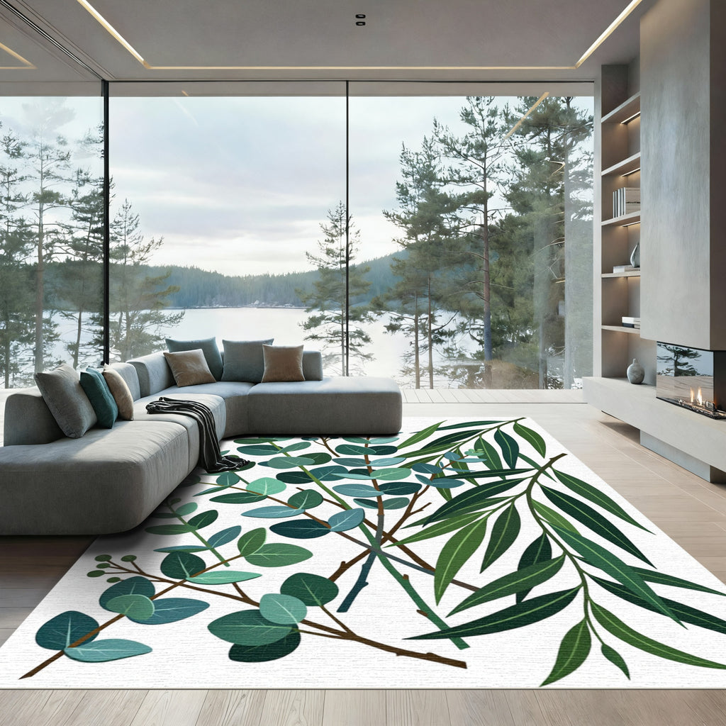 Eucalyptus Leaves Botanical Arrangement Rug