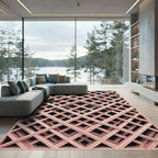 Blush Pink Geometric Intersecting Grid Rug