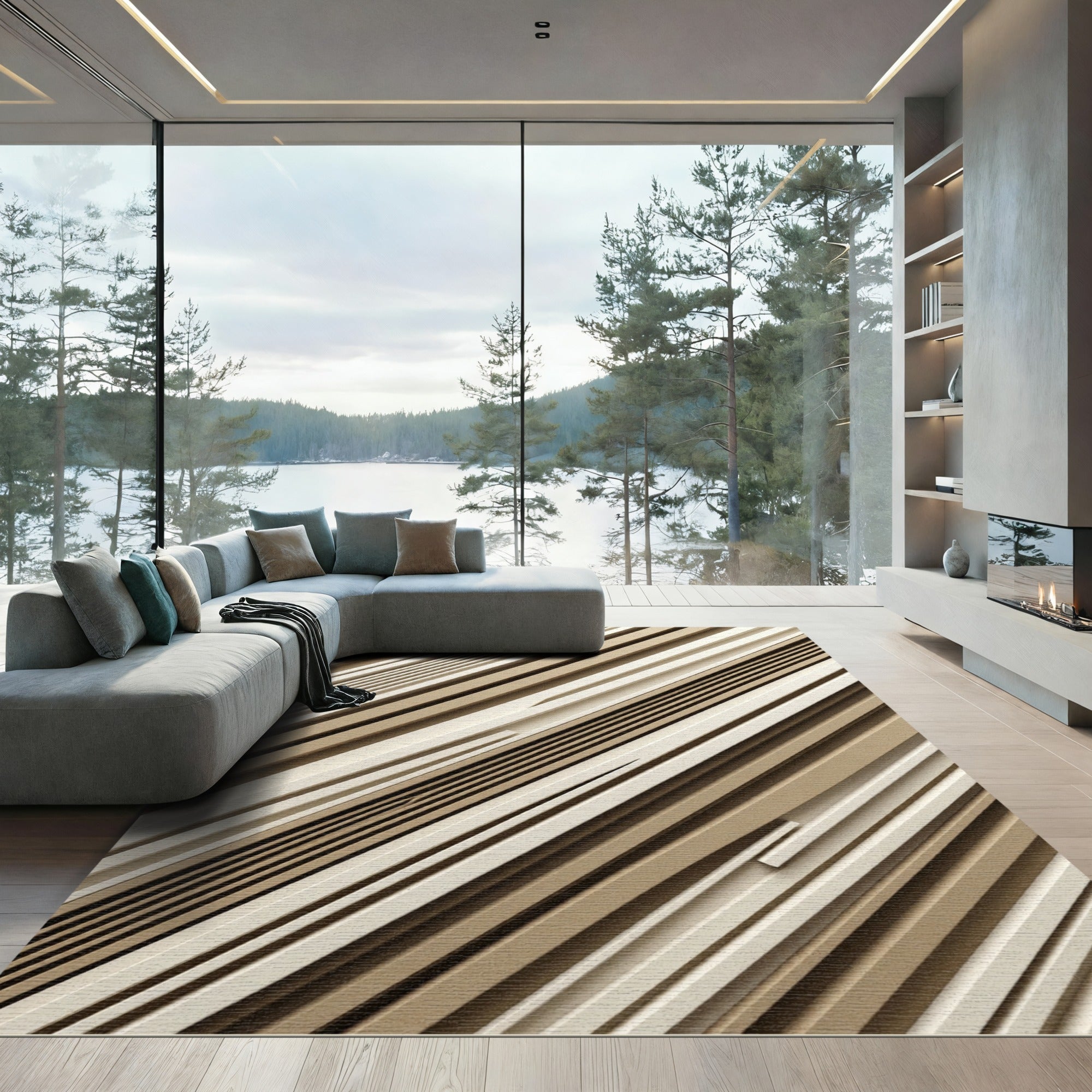 Earthy Stripe Contemporary Linear Rug