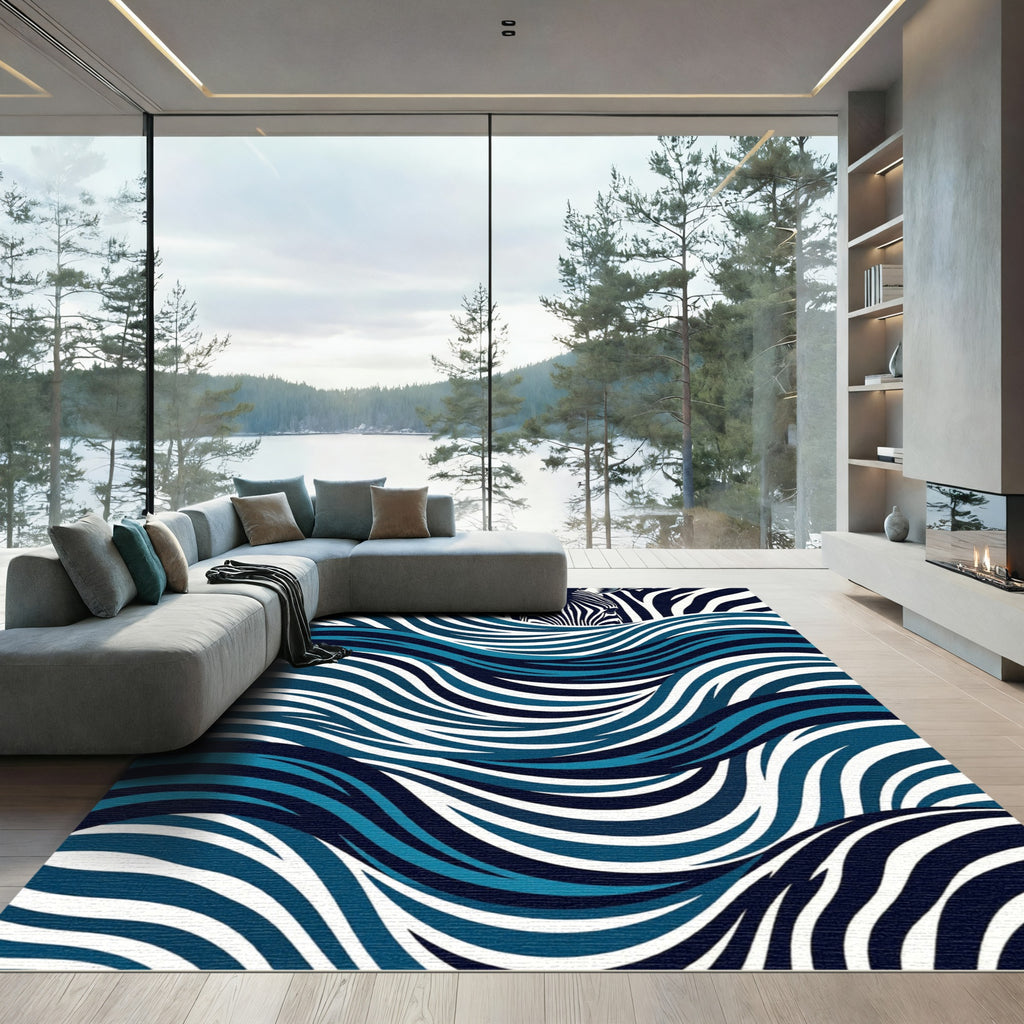 Zebra Stripe Ocean Waves Rug