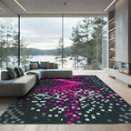 Vibrant Magenta Glitch Pixel Abstract Rug