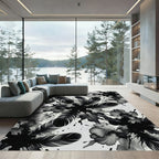 Monochrome Ink Splash Feather Accent Rug