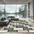 Neutral Toned Staggered Brick Pattern Rug