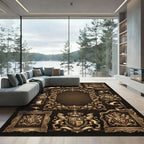 Regal Gold Crested Flourish Frames Rug