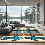 Teal and Earthy Aztec Arrow Stripe Rug