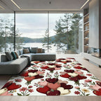 Heart and Wildflower Bouquet Wallpaper Rug