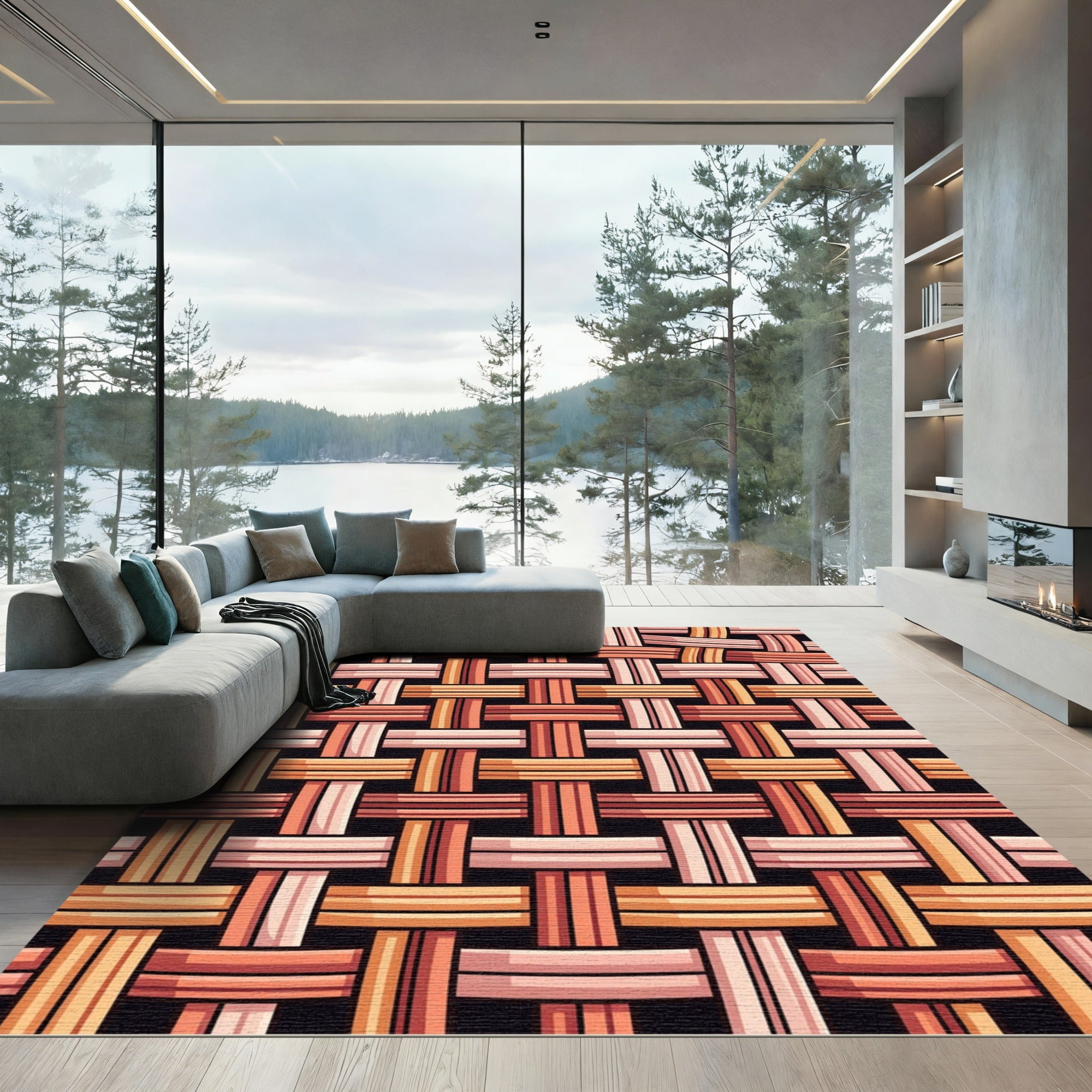 Warm Earthy Tones Woven Texture Rug