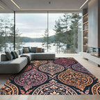 Rich Amber Floral Damask Repeating Rug