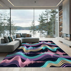 Neon Synthwave Pastel Sonic Soundwave Rug