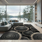 Textured Gray Wood Slice Collage Rug