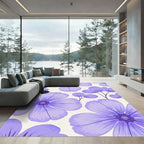 Pastel Lavender Large Floral Garden Rug