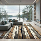 Rustic Weathered Wood Grain Stripes Rug