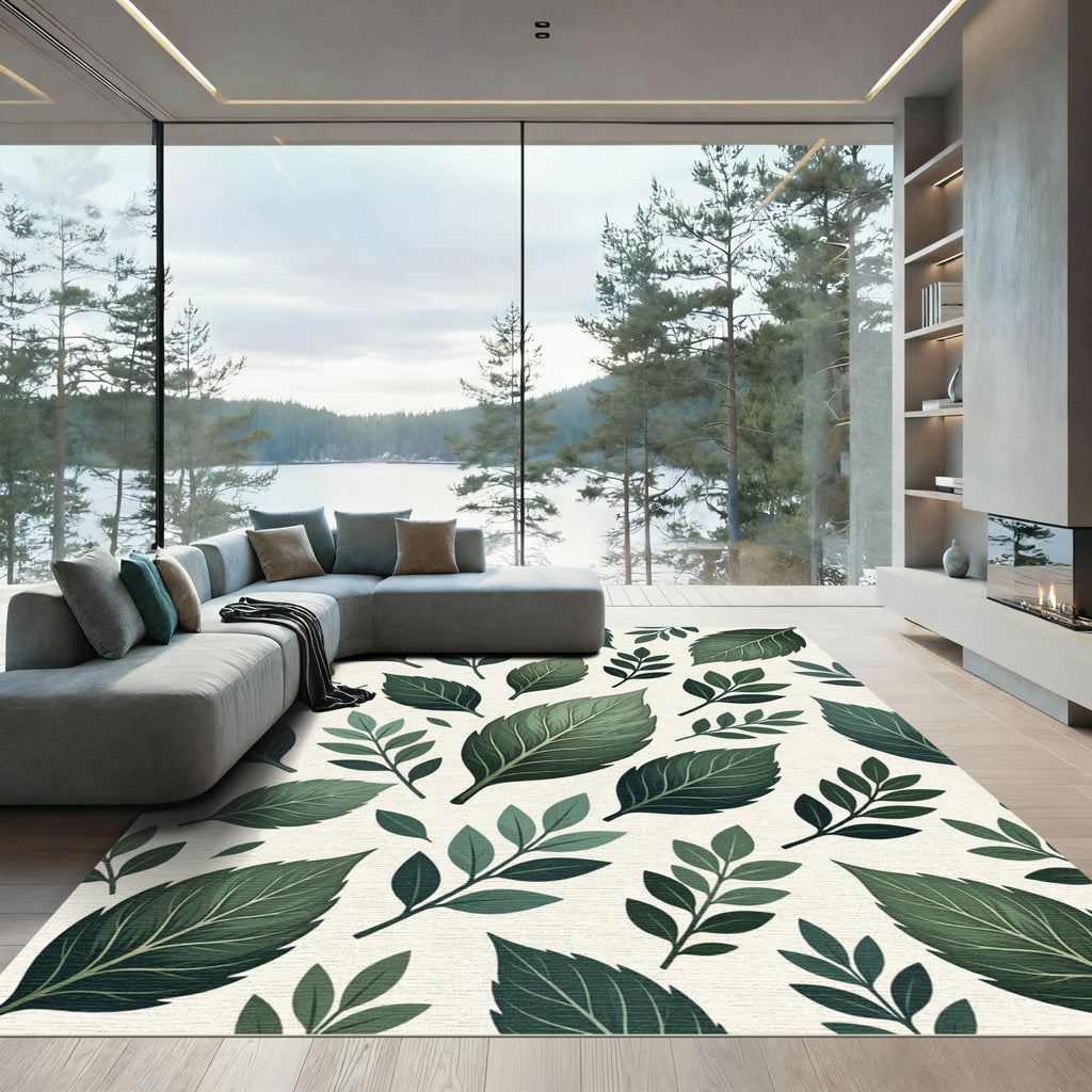 Verdant Leaf Cluster Pattern Rug