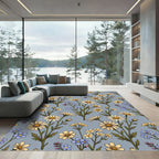 Pastel Field Daisy Floral Tapestry Rug