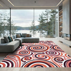 Crimson And Coral Swirl Rug