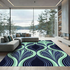 Art Deco Teal And Navy Fan Rug