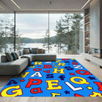 Alphabet Stars Colorful Bold Background Rug