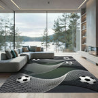 Monochrome Soccer Ball Flowing Net Rug