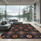Burgundy Golden Floral Diamond Trellis Rug