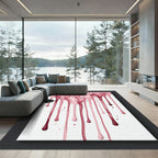 Abstract Burgundy Watercolor Liquid Drip Rug