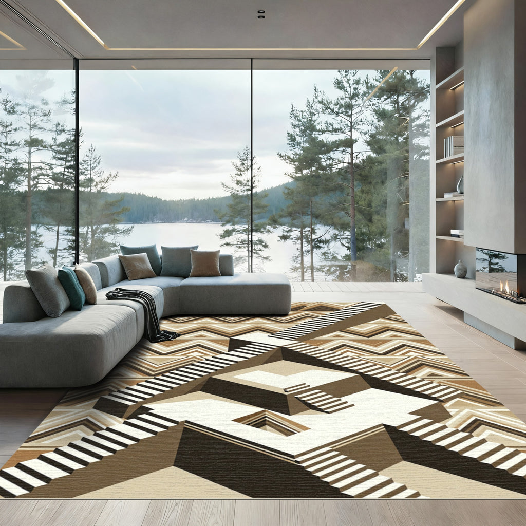 Geometric Staircase Illusion Rug