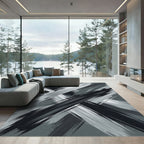 Monochrome Brushstroke Intersection Rug