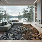 Metallic Silver and Bronze Acanthus Foliage Rug