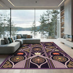 Purple Gold Paisley Lotus Medallion Rug