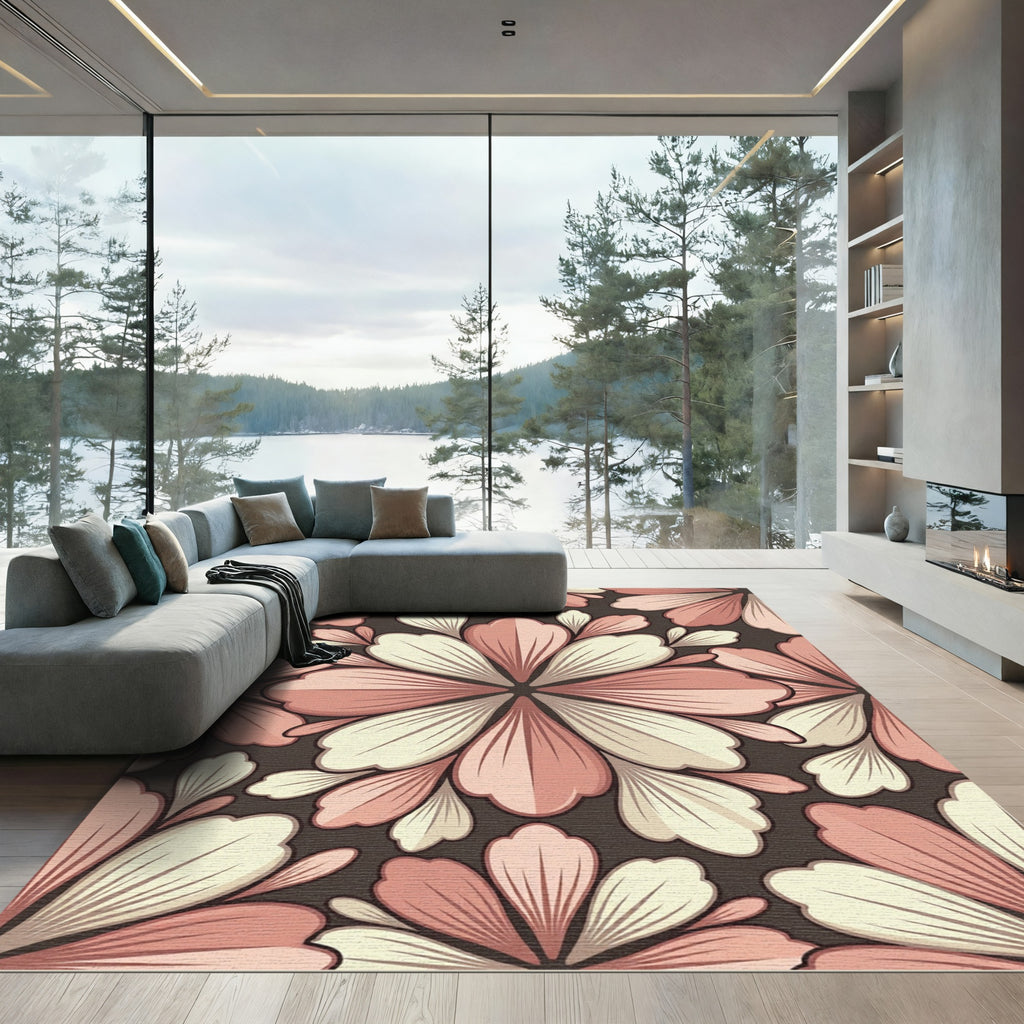 Blush and Cream Petal Medallion Rug