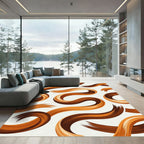 Earthy Terracotta Swirling Ribbon Texture Rug