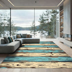 Distressed Wood Plank Stripe Rug