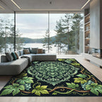Ornate Emerald Grape Vine Medallion Rug
