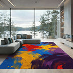 Vibrant Abstract Multi Color Swirl Rug