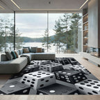 Monochrome Isometric Dice Geometric Grid Rug