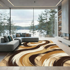 Warm Earth Tone Swirl Abstract Rug