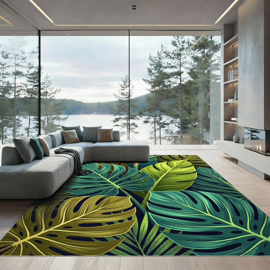 Vibrant Tropical Bird Of Paradise Leaf Rug