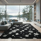 Black White Splatter Texture Rug