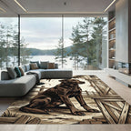 Rustic Brown Labrador Farmstead Portrait Rug