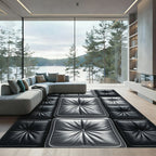 Modern Metallic Tufted Silver Quilted Grid Rug