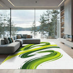 Dynamic Verdant Swirl Abstract Art Rug