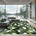 Modern Intertwined Olive Sage Loop Rug