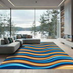 Aqua Gold Wave Flow Rug
