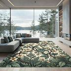 William Morris Cream Botanical Floral Vine Rug