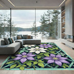 Purple and White Clematis Trellis Rug