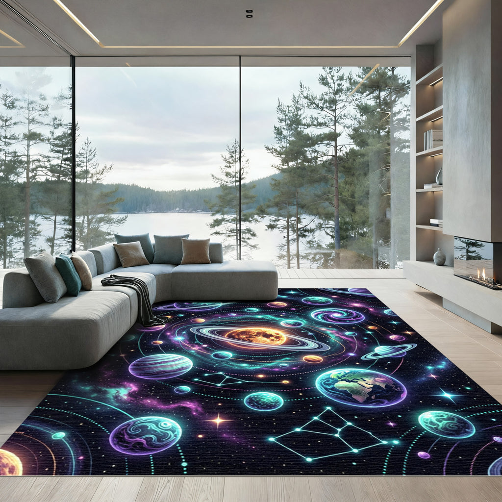 Vibrant Cosmic Galaxy Planetary System Rug