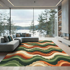 Retro Earthy Wave Horizon Composition Rug