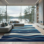 Deep Blue Ocean Abstract Wave Rug