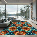 Amber Teal Tie Dye Diamond Rug