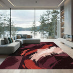 Abstract Crimson And Blush Brushstroke Rug