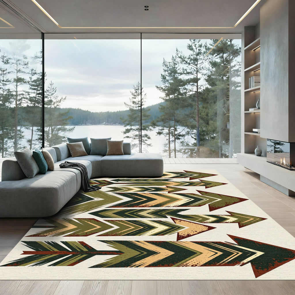 Rustic Geometric Arrow Composition Rug